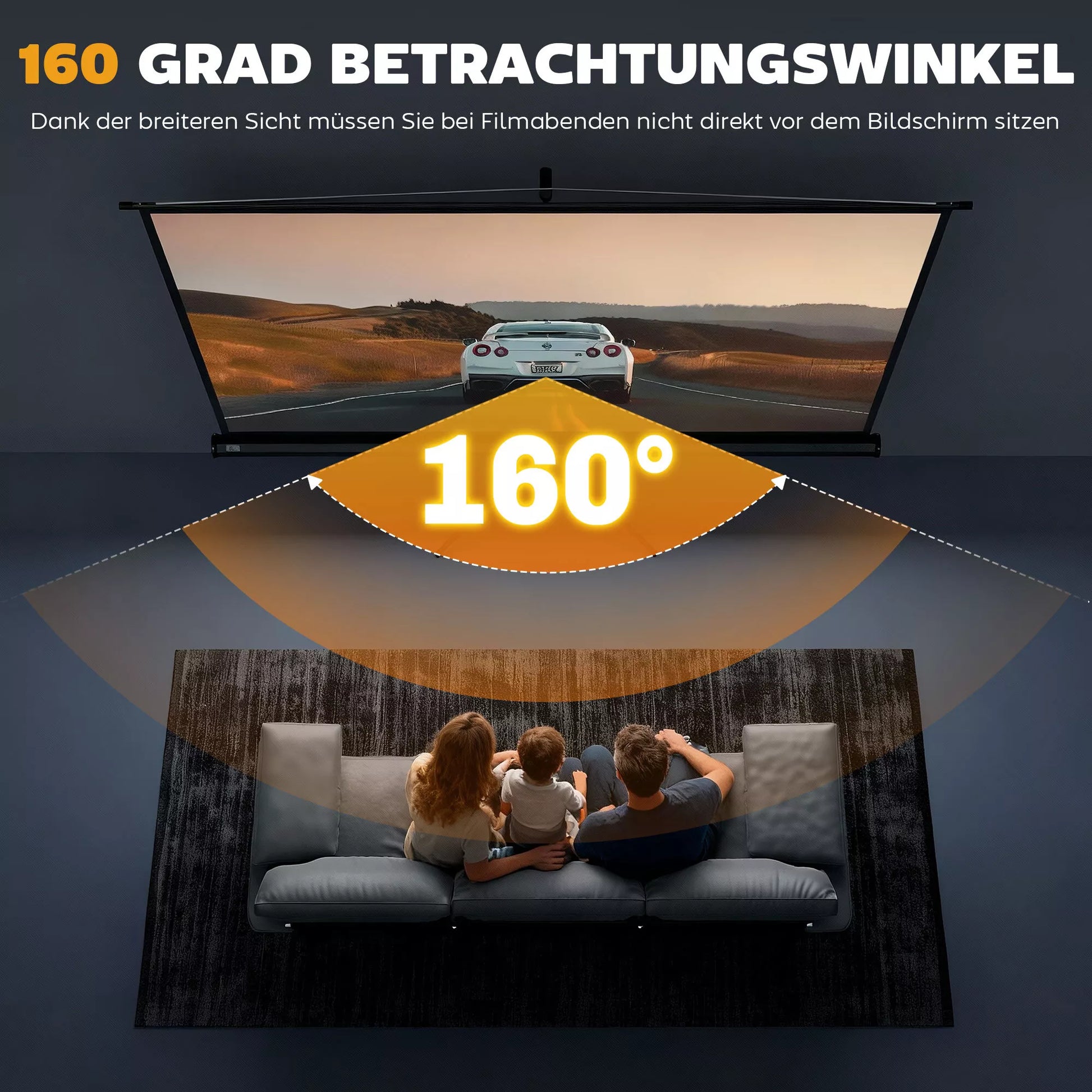 Projektoriaus ekranas su stovu 221 x 124 cm 100 colių 16:9 HD 4K ritinamas ekranas