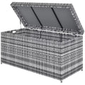 Rattan Auflagenbox 380L atsparus atmosferos poveikiui pagalvės dėžė su dangčiu Sandėliavimo erdvė Atsparus UV spinduliams 130 x 61 x 65 cm Tamsiai pilka
