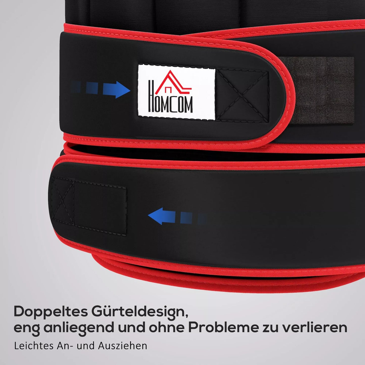 20 kg treniruočių/svorio liemenė su dvigubomis reguliuojamomis juostomis, skirta jėgos treniruotėms, fitnesui, Oksfordo audinys, metalo-smėlio užpildas, juoda+raudona, 60 x 50 cm