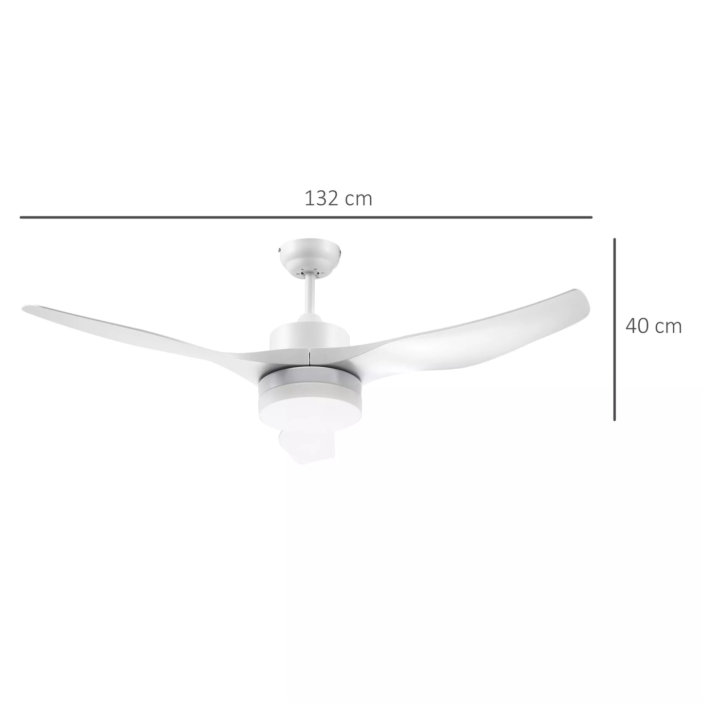 Lubų ventiliatorius su LED apšvietimu, 2-in-1 dizainas, su laikmačiu, nuotolinio valdymo pultu, lubų šviestuvas su ventiliatoriumi, baltas