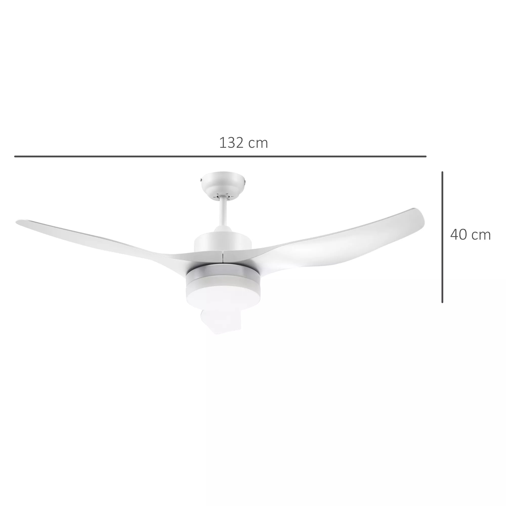 Lubų ventiliatorius su LED apšvietimu, 2-in-1 dizainas, su laikmačiu, nuotolinio valdymo pultu, lubų lempa su ventiliatoriumi, balta spalva
