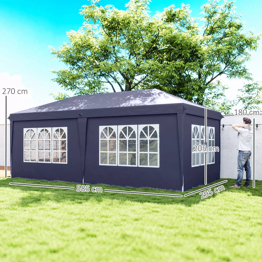 Sulankstomas paviljonas 6 x 3 m, nuimamos šoninės sienos, dideli langai, užtrauktukinės durys, plieninis rėmas, mėlynos spalvos