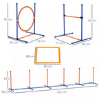 Šunų agility rinkinys Šunų aikštelė, 1 padanga, 1 barjeras, 1 Slalomo rinkinys, 352 cm x 66 cm x 69 cm, mėlyna + raudona