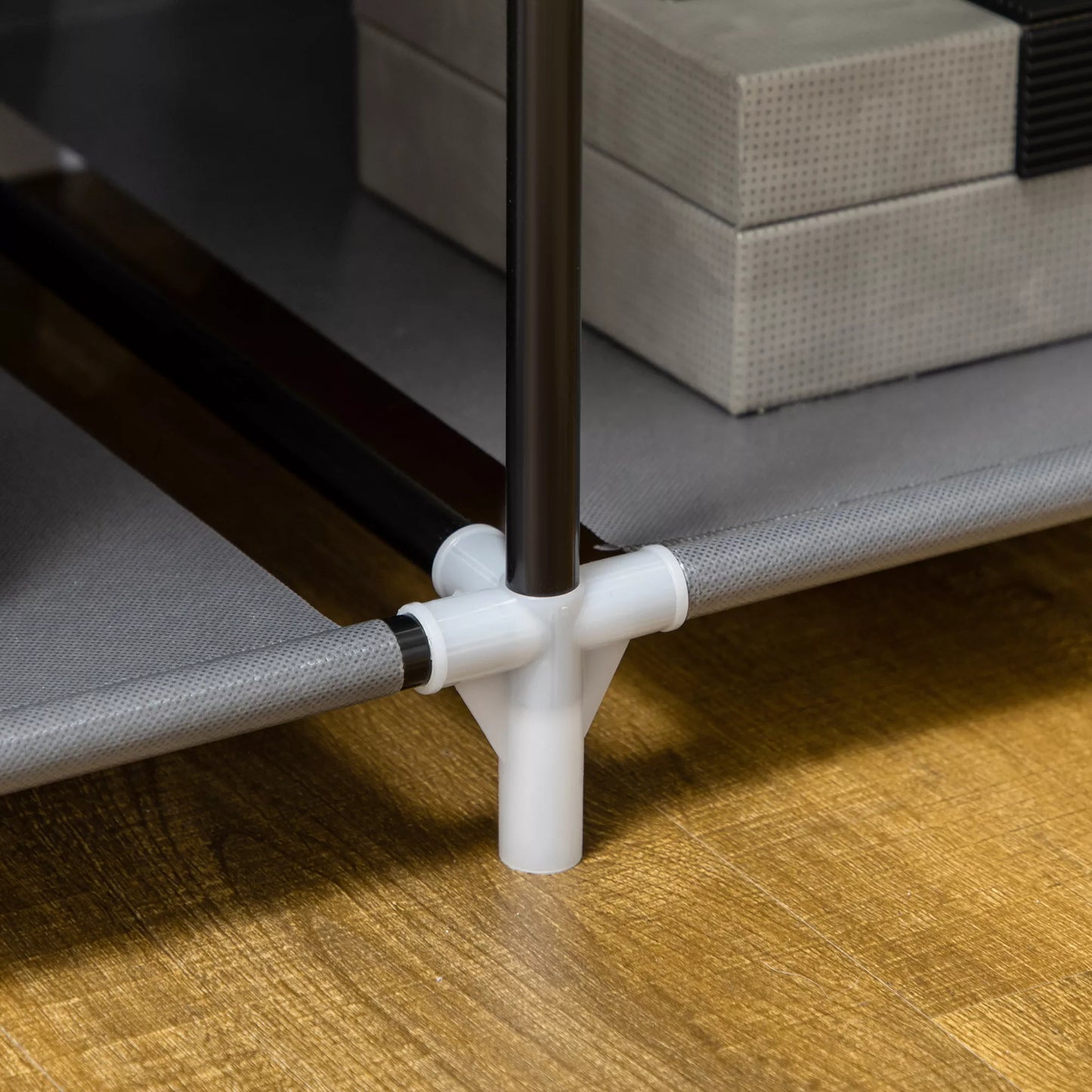 HOMCOM Audinio spinta, sandėliavimo sprendimas, 6 lentynos, 1 drabužių kabykla, tamsiai pilka