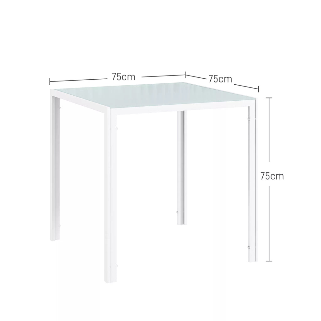 Valgomojo stalas HOMCOM kvadratinis, 75 x 75 cm, baltas