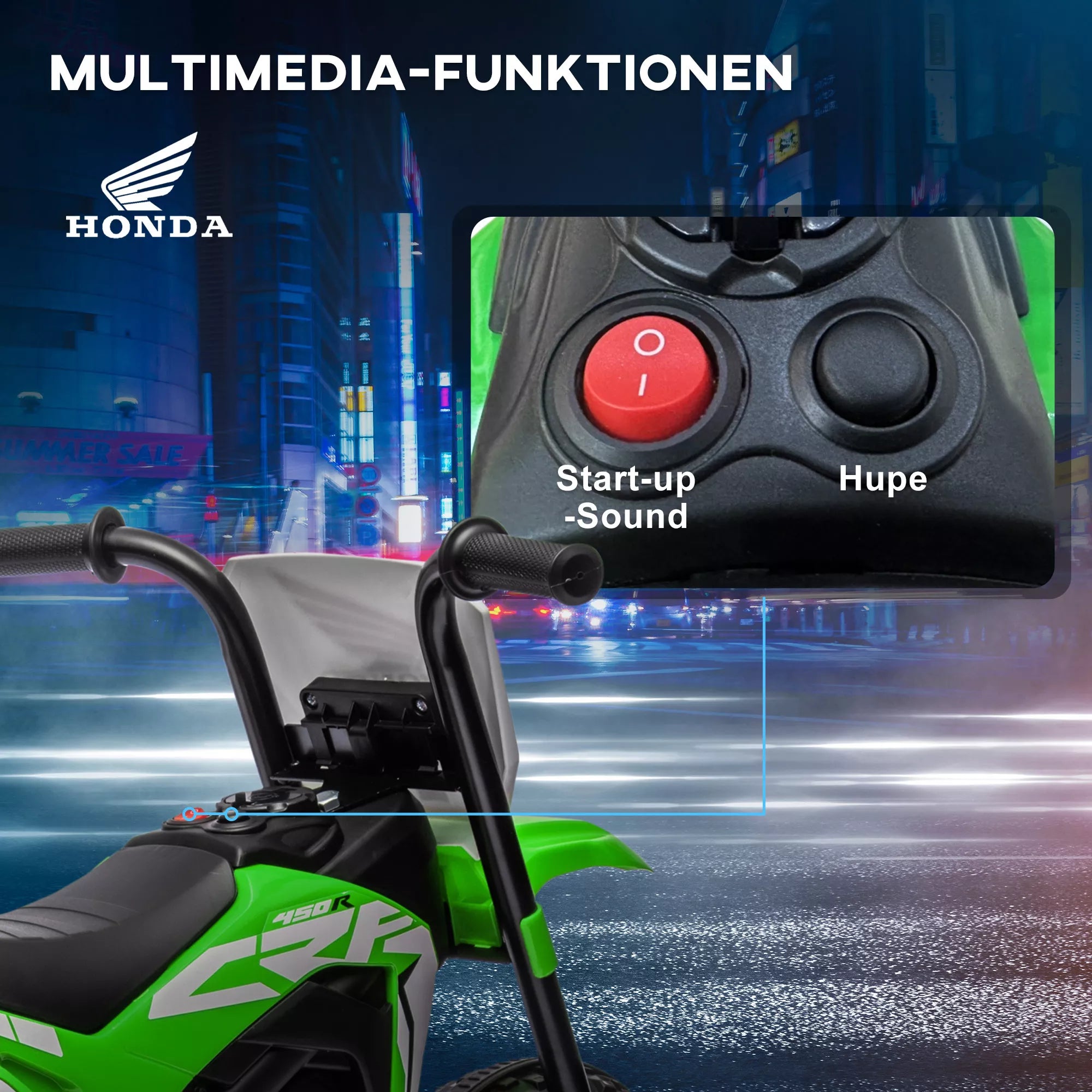 Elektrinis motociklas Honda CRF450RL 18–36 mėn. vaikams, žalias