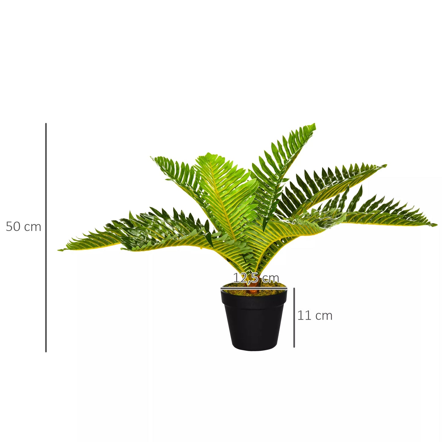 Dirbtinė atogrąžų palmė, 50 cm, su vazonu, Žalia + Juoda