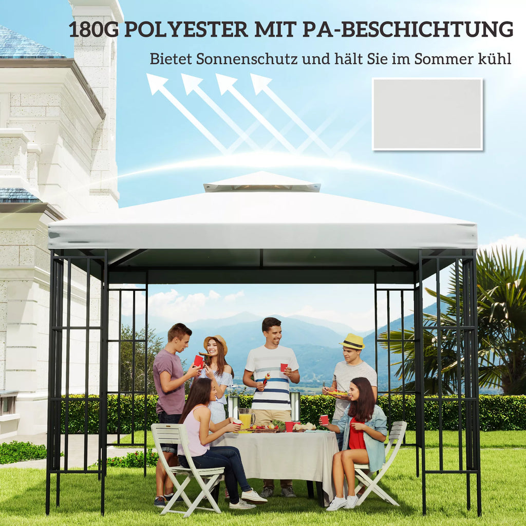 Paviljono stogas 3 x 3 m, vandeniui atsparus, kreminės baltos spalvos