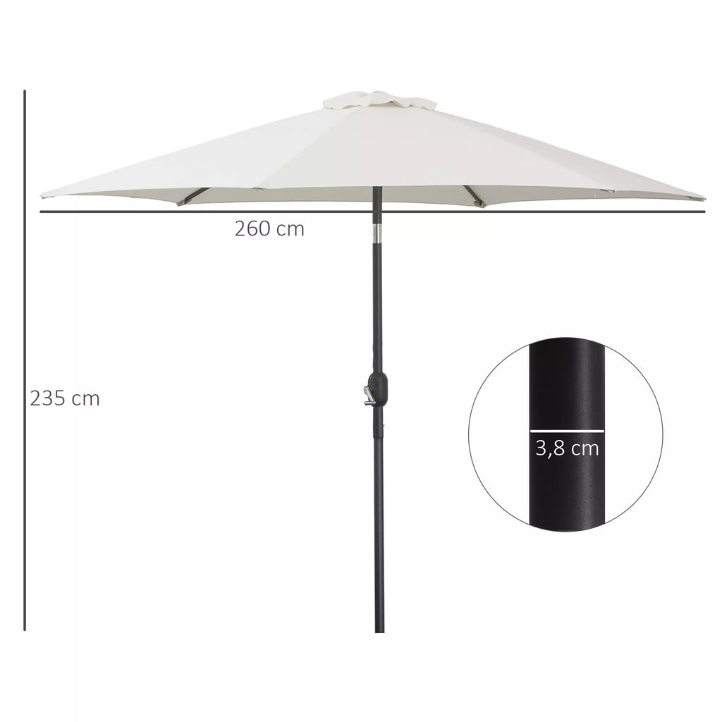 Lankstus skėtis Saulės skėtis Sodo skėtis Turgaus skėtis su rankine skriejiko rankena Aliuminis 180/㎡ Poliesteris Smėlio spalvos ∅2,6 x 2,35 m