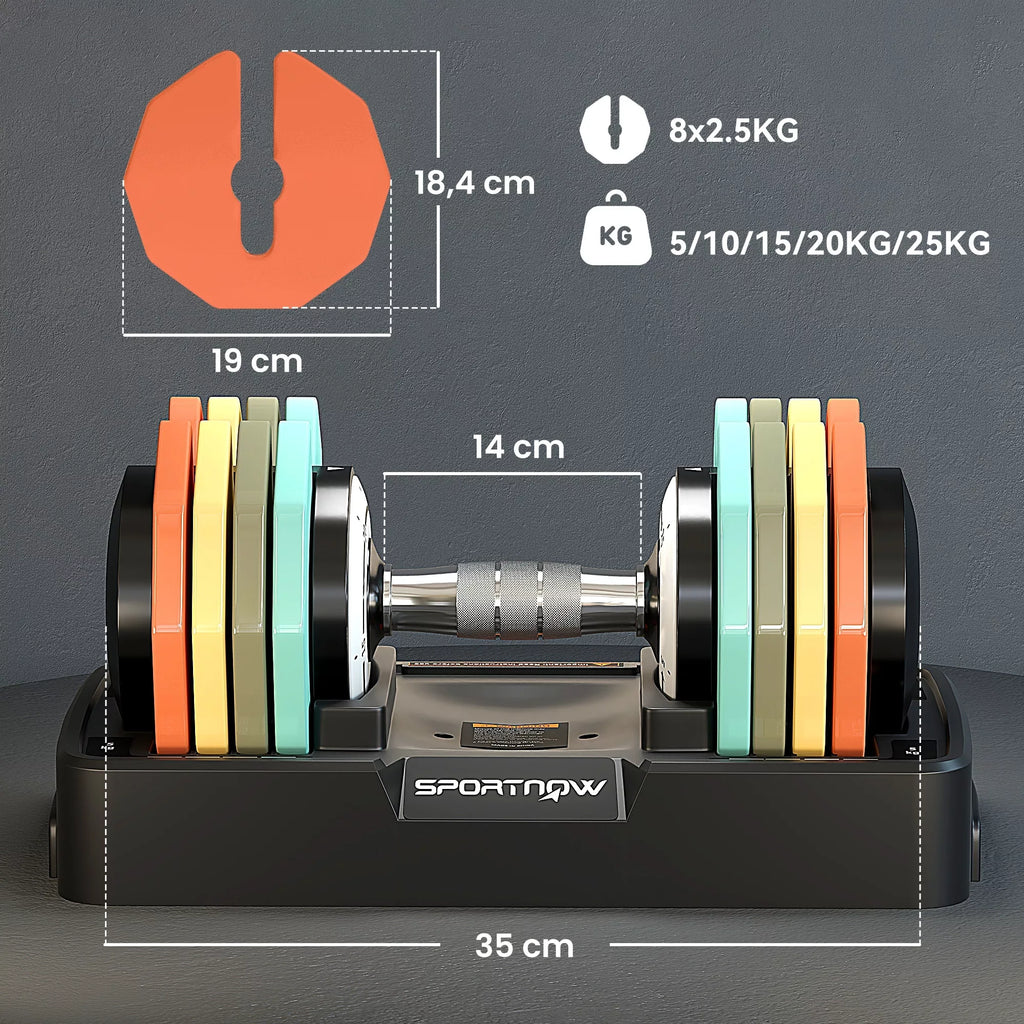 Reguliuojamas hantelis, 5 kg/10 kg/15 kg/20 kg/25 kg Taupantys vietą hanteliai su neslystančia rankena
