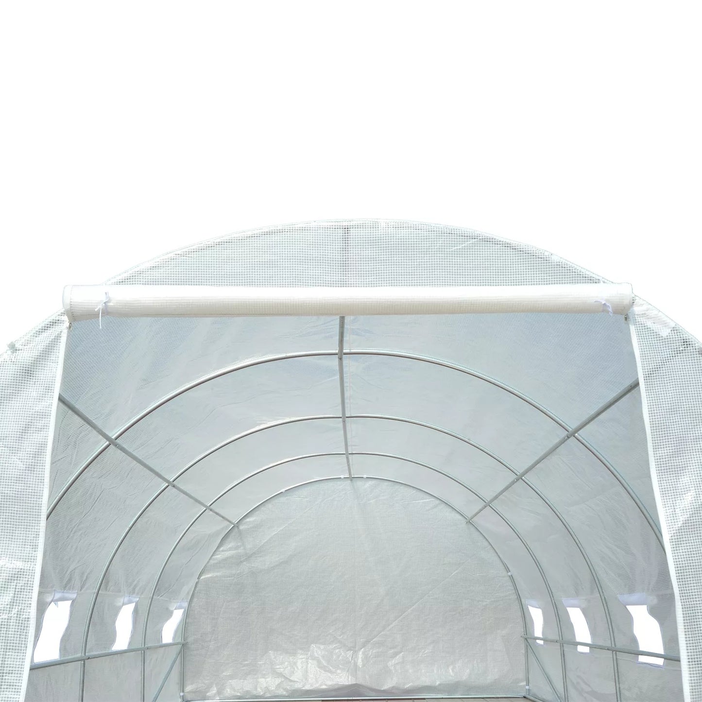 Šiltnamis 595x300x200cm Plėvelinis šiltnamis Pomidorų namelis su durimis, langu, plėveliniu tuneliu iš cinkuoto plieno, augalų tunelis, šiltnamis su į žemę įsriegiamais kuoliukais, lynais, sodo tunelis, baltas