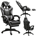 Žaidimų kėdė, reguliuojama, su pakoju, 77 × 60 × 27 cm, juoda su sidabrine
