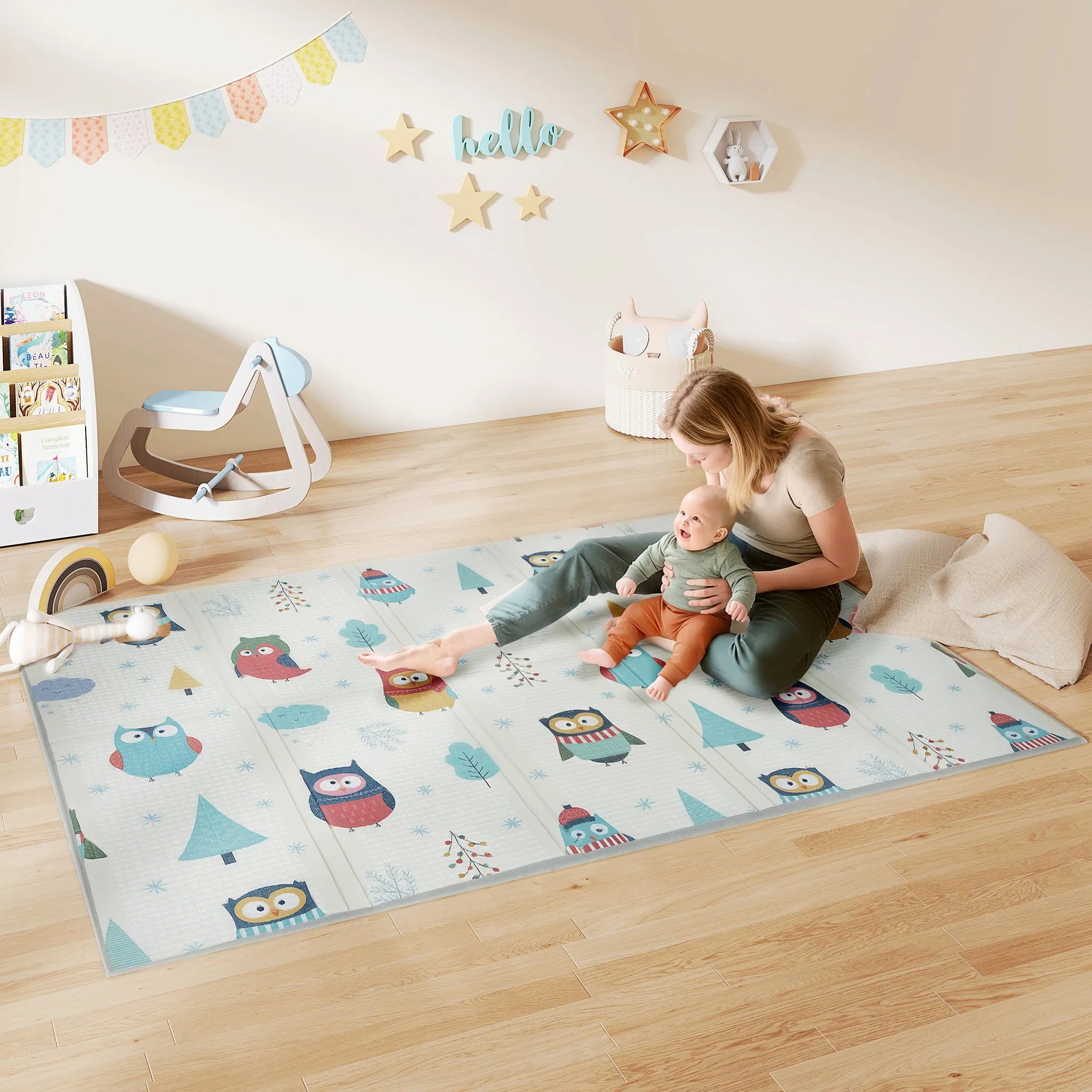 Žaidimų kilimėlis kūdikiams, su gyvūnų raštais, 1,5 cm storio, nuo 0 mėn., spalvotas