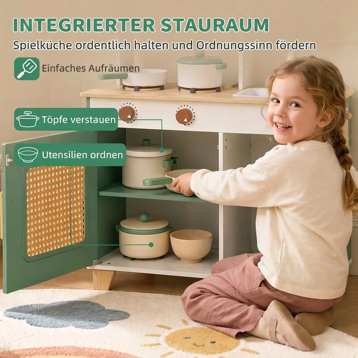 Žaislinė virtuvėlė su kavos aparatu ir ledo dozatoriumi, 3–6 m.
