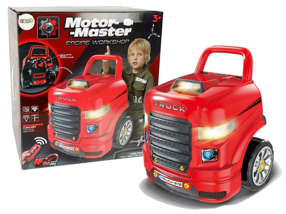 Žaislinis dirbtuvių sunkvežimis Motor-Master, 51 detalė, 45×36×42 cm