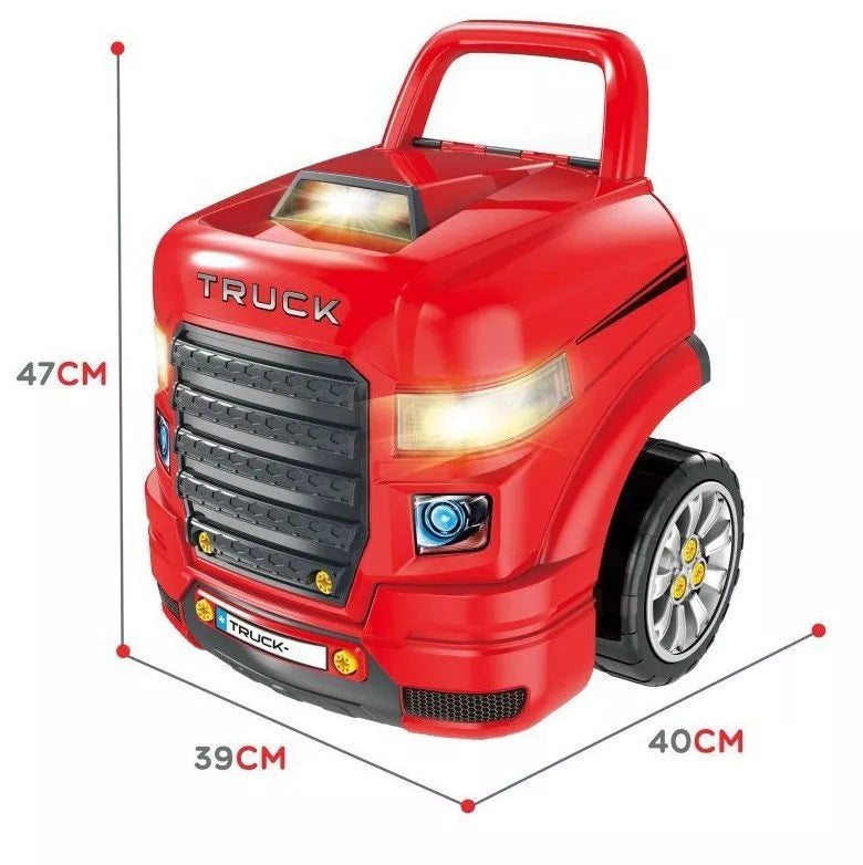 Žaislinis dirbtuvių sunkvežimis Motor-Master, 51 detalė, 45×36×42 cm