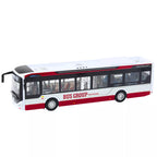 Žaislinis miesto autobusas, metalinis, su garsais ir šviesomis, 1:42, raudonas