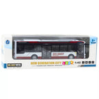 Žaislinis miesto autobusas, metalinis, su garsais ir šviesomis, 1:42, raudonas
