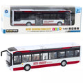 Žaislinis miesto autobusas, metalinis, su garsais ir šviesomis, 1:42, raudonas