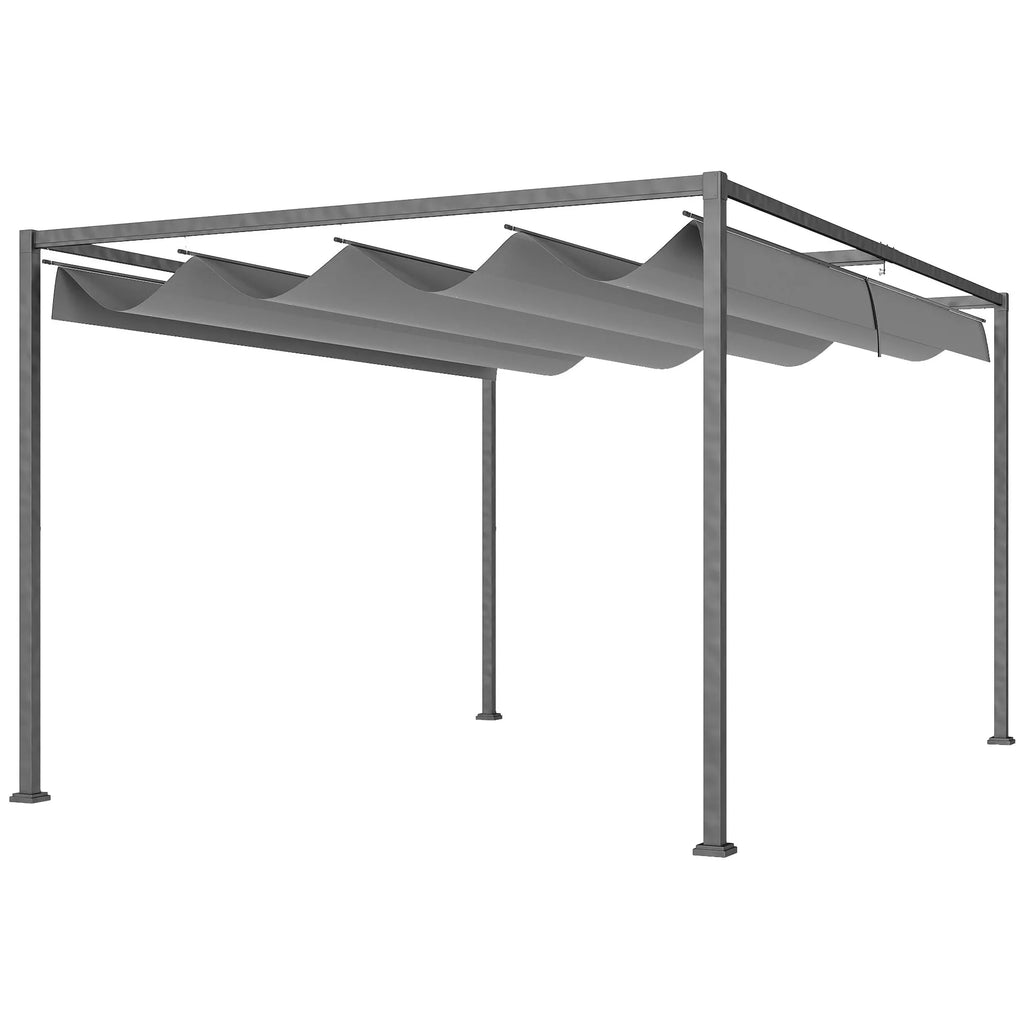 Pergola, tvirta saulės apsauga sodui, balkonui, terasai, pagaminta iš metalo ir plastiko, atspari UV spinduliams ir vandeniui, tamsiai pilkos spalvos