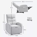 Fotelio matmenų schema su išmatavimais 160, 103 ir 76 cm bei 150 kg žyma