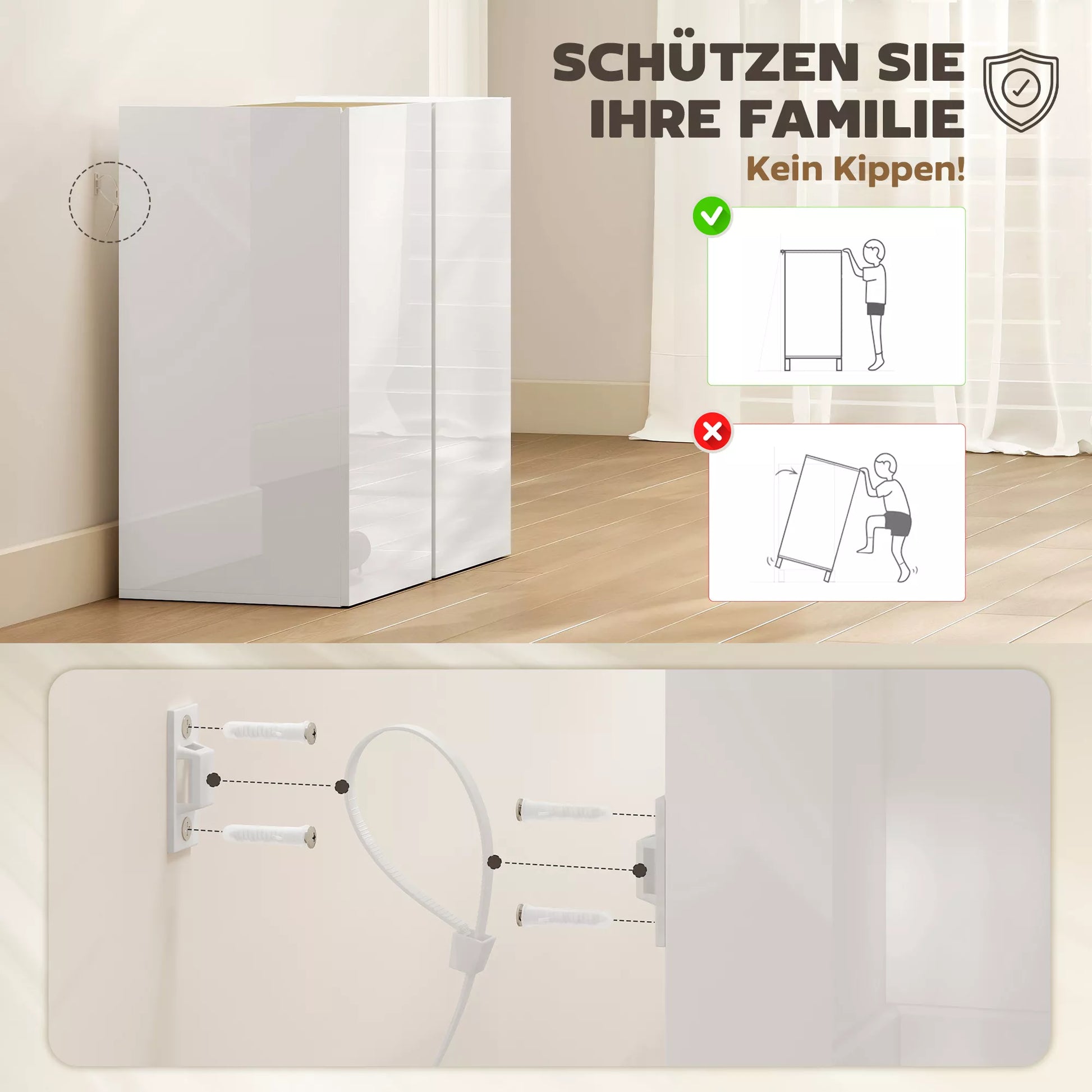 Komoda, bufetas su minkštai uždaromomis durelėmis, reguliuojama lentyna, skirta svetainei, virtuvei, valgomajai, balta