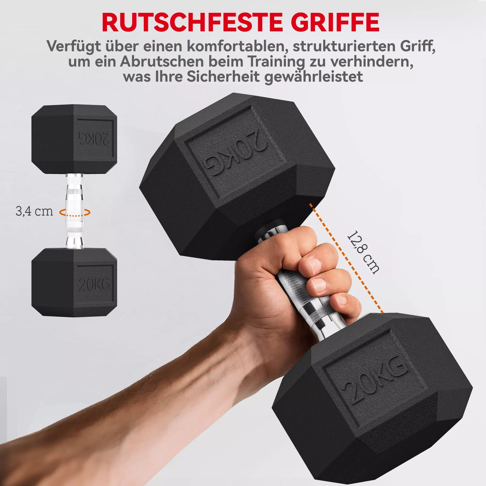 Hantelių rinkinys, 2 x 20 kg, juodi