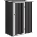 Metalinis įrankių sandėliukas 1,07 m² 142 x 86 x 189 cm Įrankių sandėliukas su vienšlaičiu stogu Užrakinamos durys, atsparus atmosferos poveikiui Sodo namelis Lauko sodo sandėliukas kiemui Lauko erdvė Tamsiai pilkos spalvos