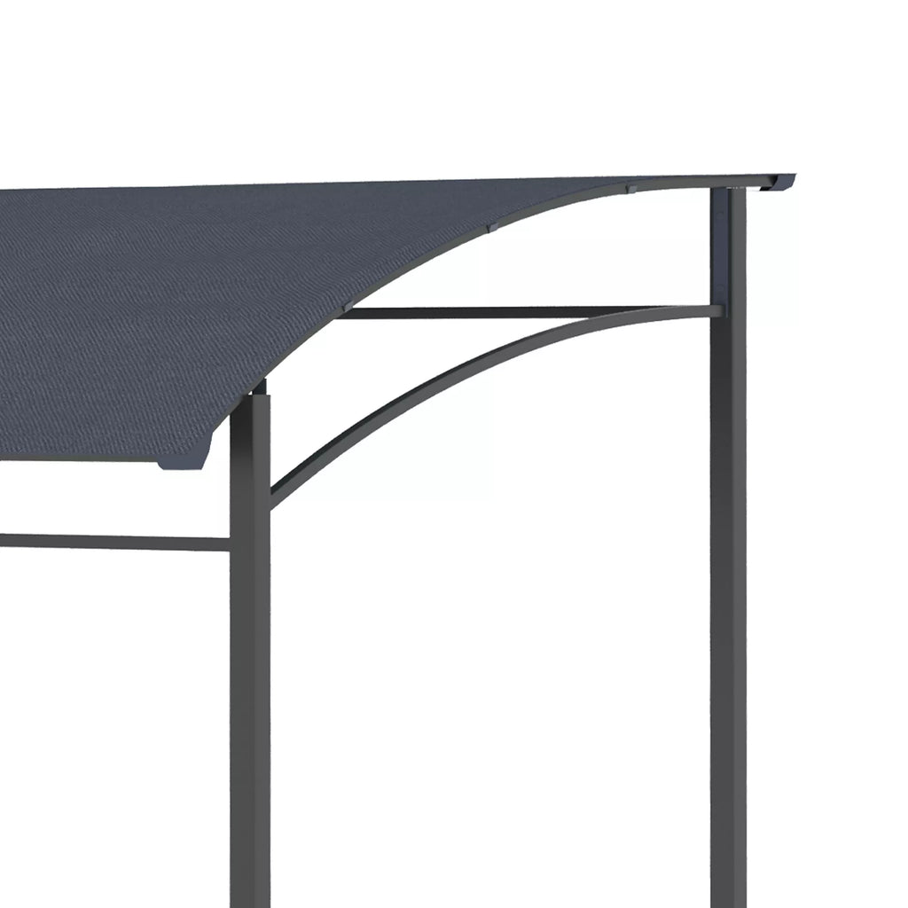 Grill paviljonas, grill stogas, apsauga nuo lietaus, kabliai įrankiams, plieninis rėmas, pilkos spalvos, 215 x 150 x 174/220 cm