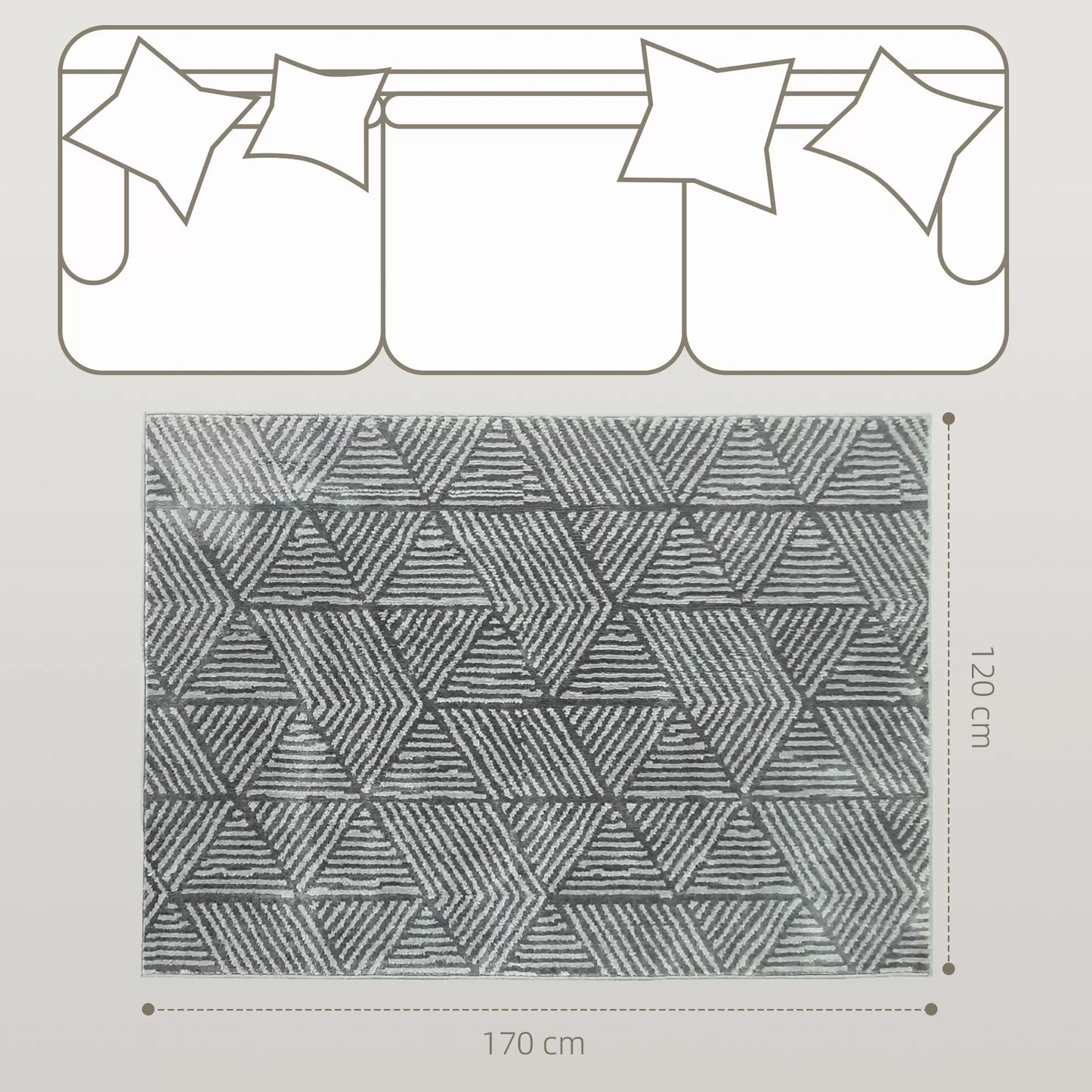 Kilimas Modernus stiliaus kilimas, skalbiamas kilimas 150 x 80 cm Tamsiai pilkas