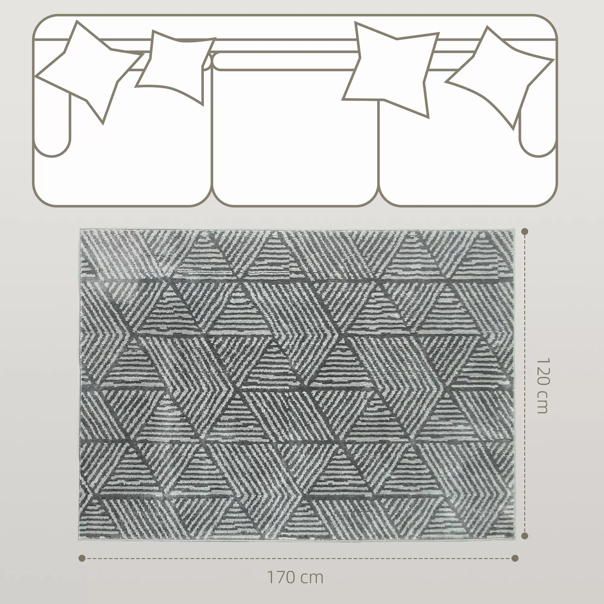 Kilimas Modernus stiliaus kilimas, skalbiamas kilimas 150 x 80 cm Tamsiai pilkas