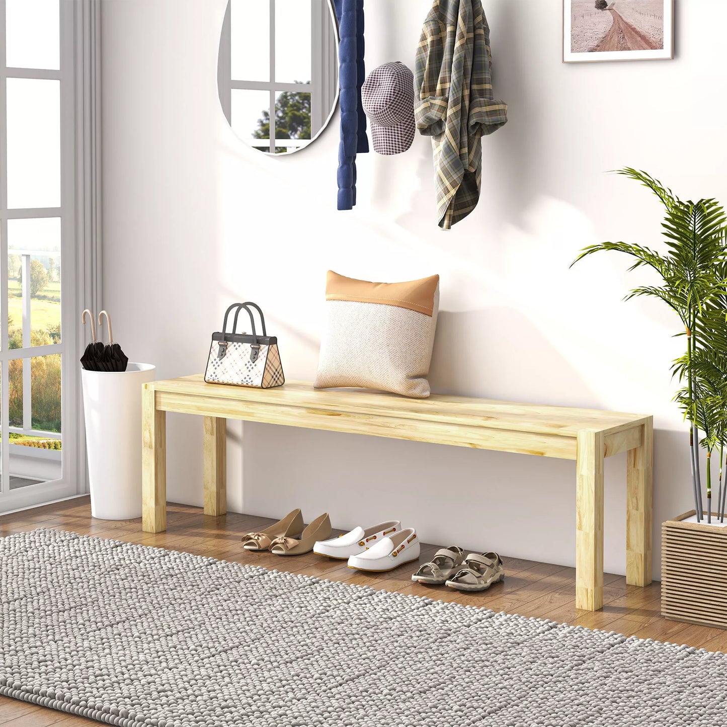 Natūralus 3 vietų virtuvės suolas iš pušies medžio masyvo