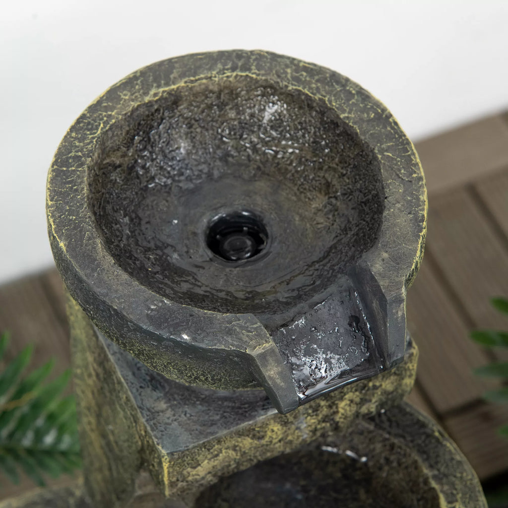 Fontanas, 3 nustatymai, atsparus atmosferos poveikiui, 25 cm x 24 cm x 60 cm, pilkos spalvos