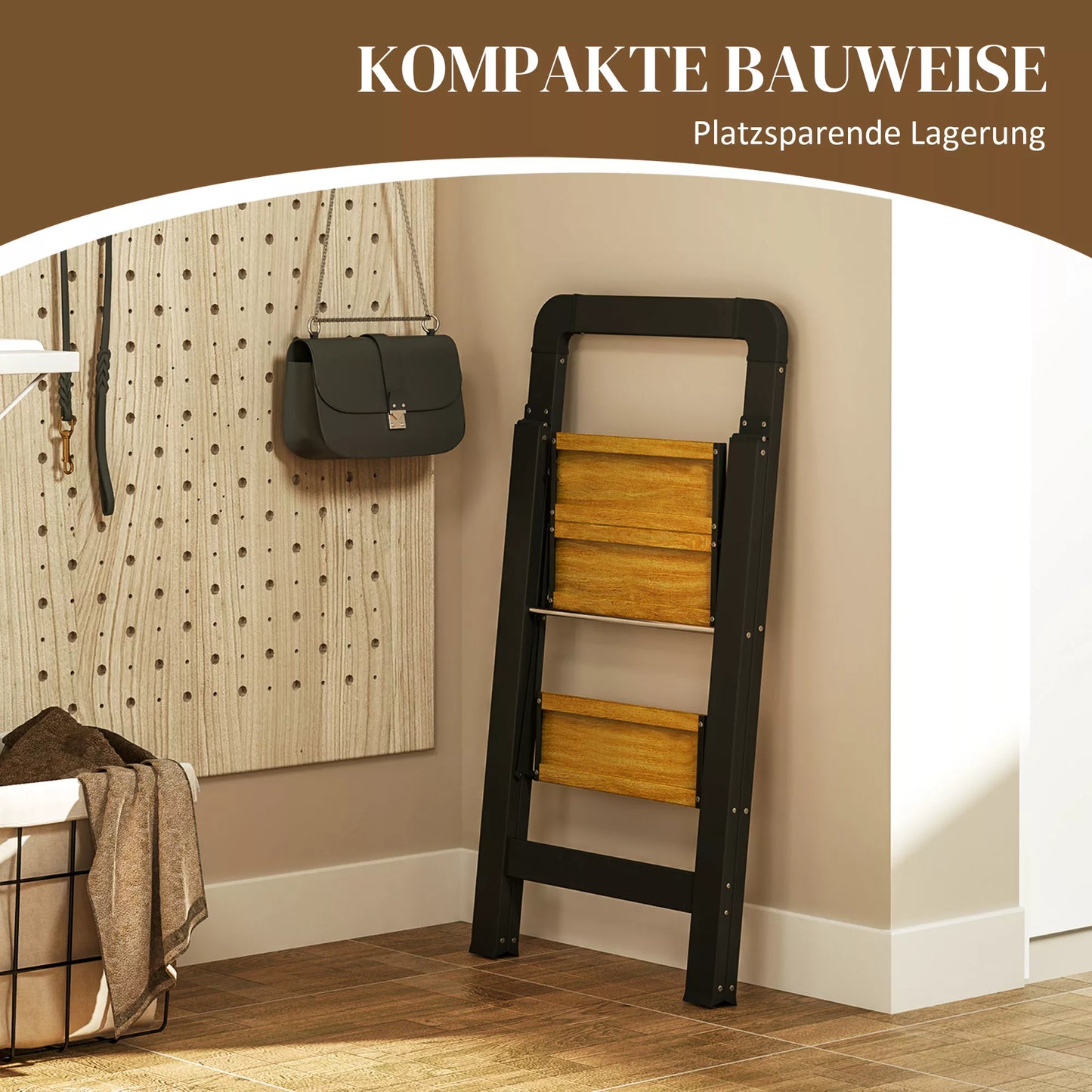 Dvipakopės kopetėlės, metalinės, sulankstomos, neslystanti platforma, juodos