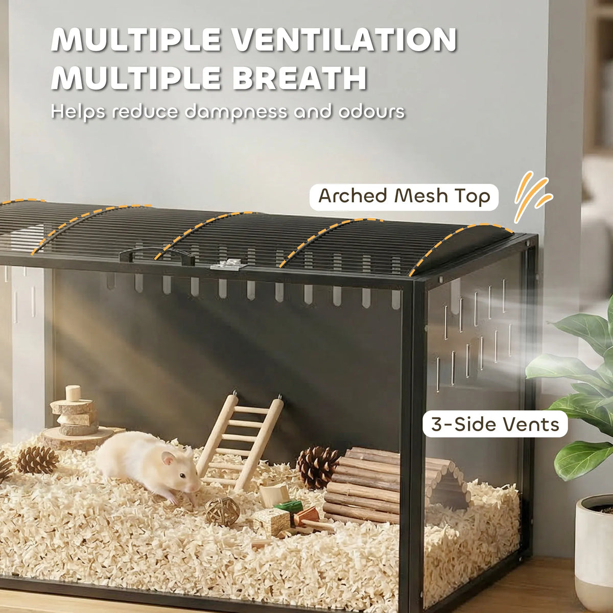 Schema, rodanti tinklinį dangtį ir vėdinimo angas iš trijų pusių