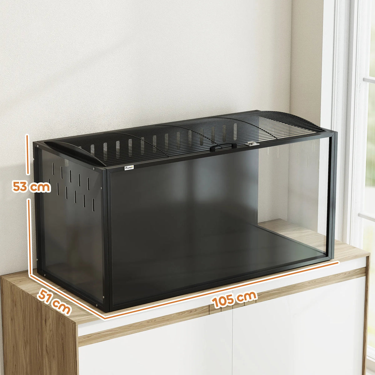 Schema, rodanti narvo matmenis: 105 cm ilgis, 51 cm plotis, 53 cm aukštis