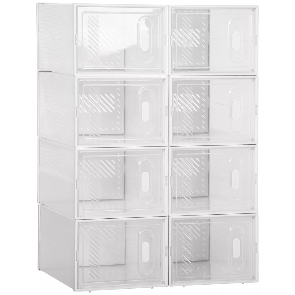 Modulinė batų dėžė, 8 skyrių organizatorius, 25 x 35 x 19 cm, skaidri