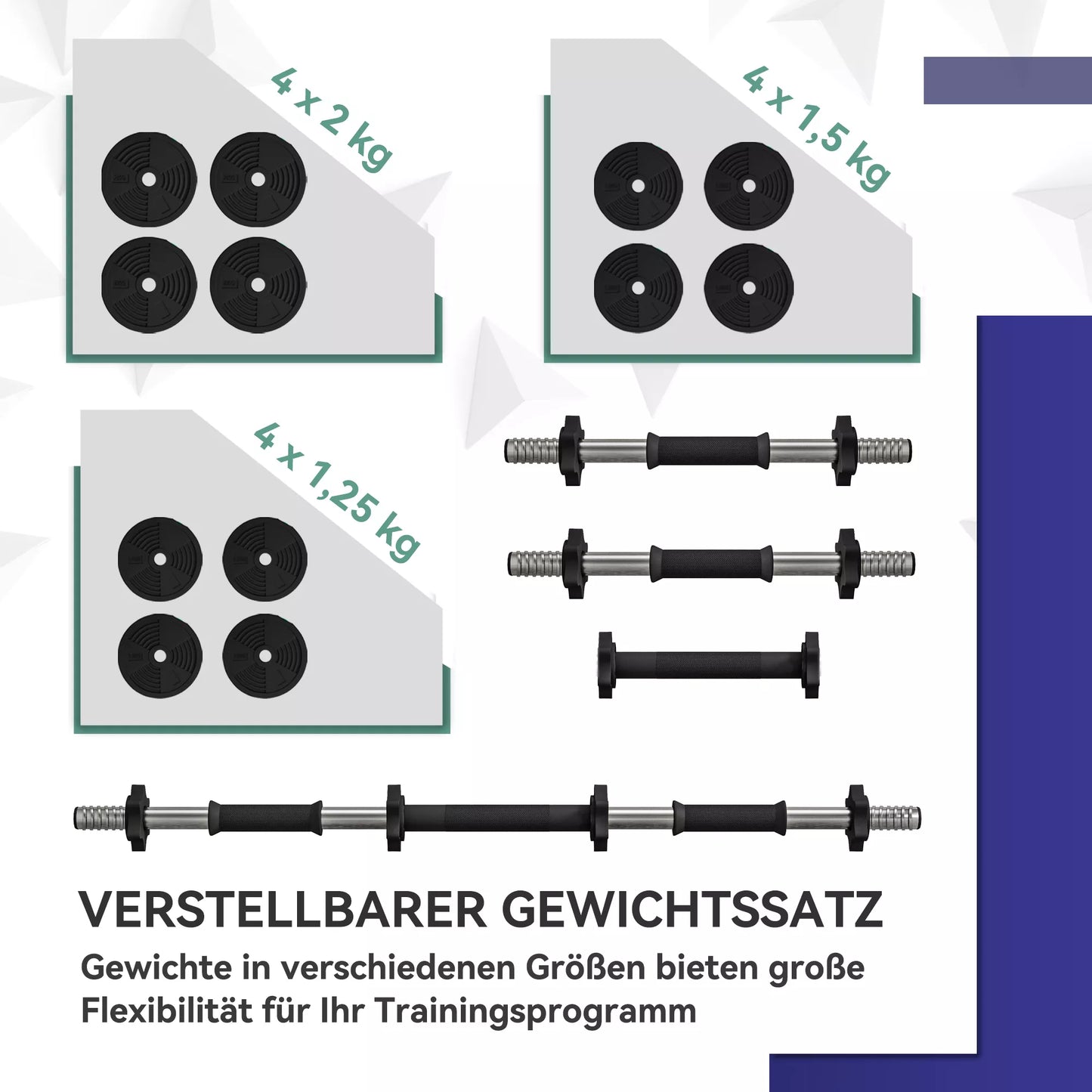 2 viename svarmenų rinkinys, ilgas ir trumpas svorelis, 20 kg, neslystantis, tausojantis grindis, juodos/žalios spalvos