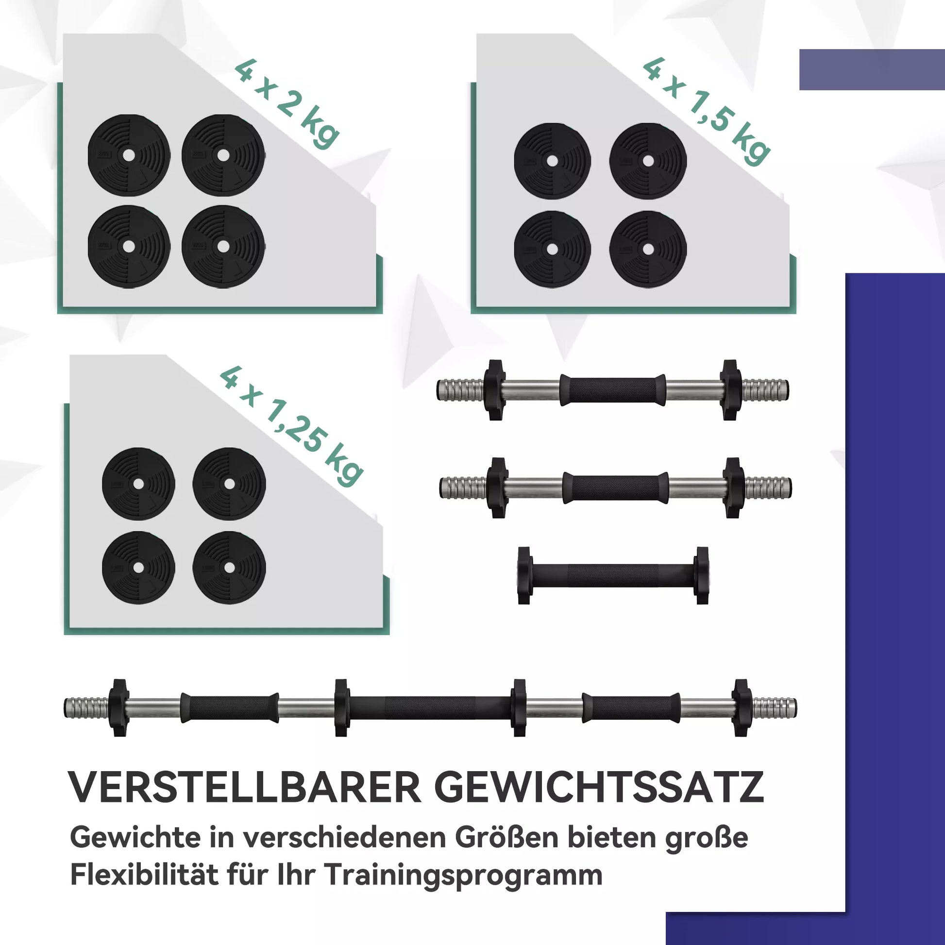 2 viename svarmenų rinkinys, ilgas ir trumpas svorelis, 20 kg, neslystantis, tausojantis grindis, juodos/žalios spalvos