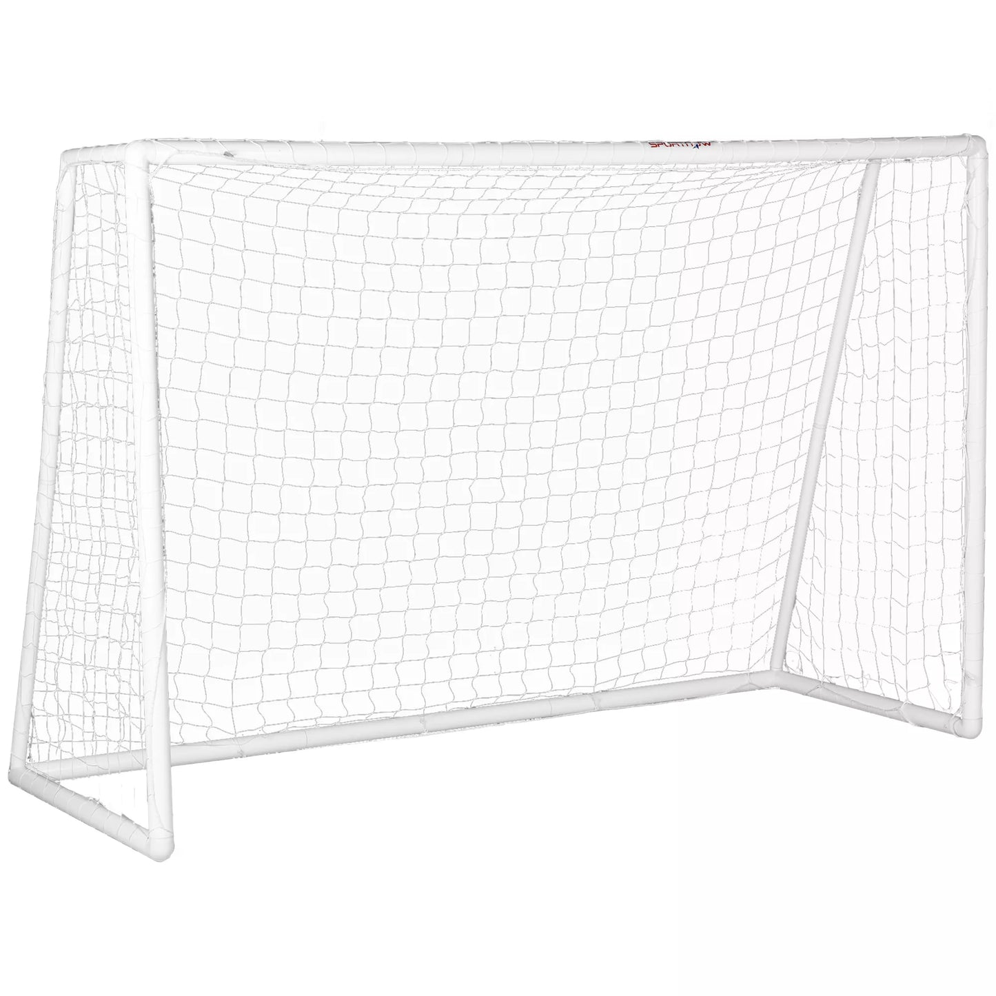 Futbolo vartai, tvirtas tinklas, plastikinė rėmas, tvirtinimo kuoliukai, 300 ilgis x 120 plotis x 200 aukštis cm, balti