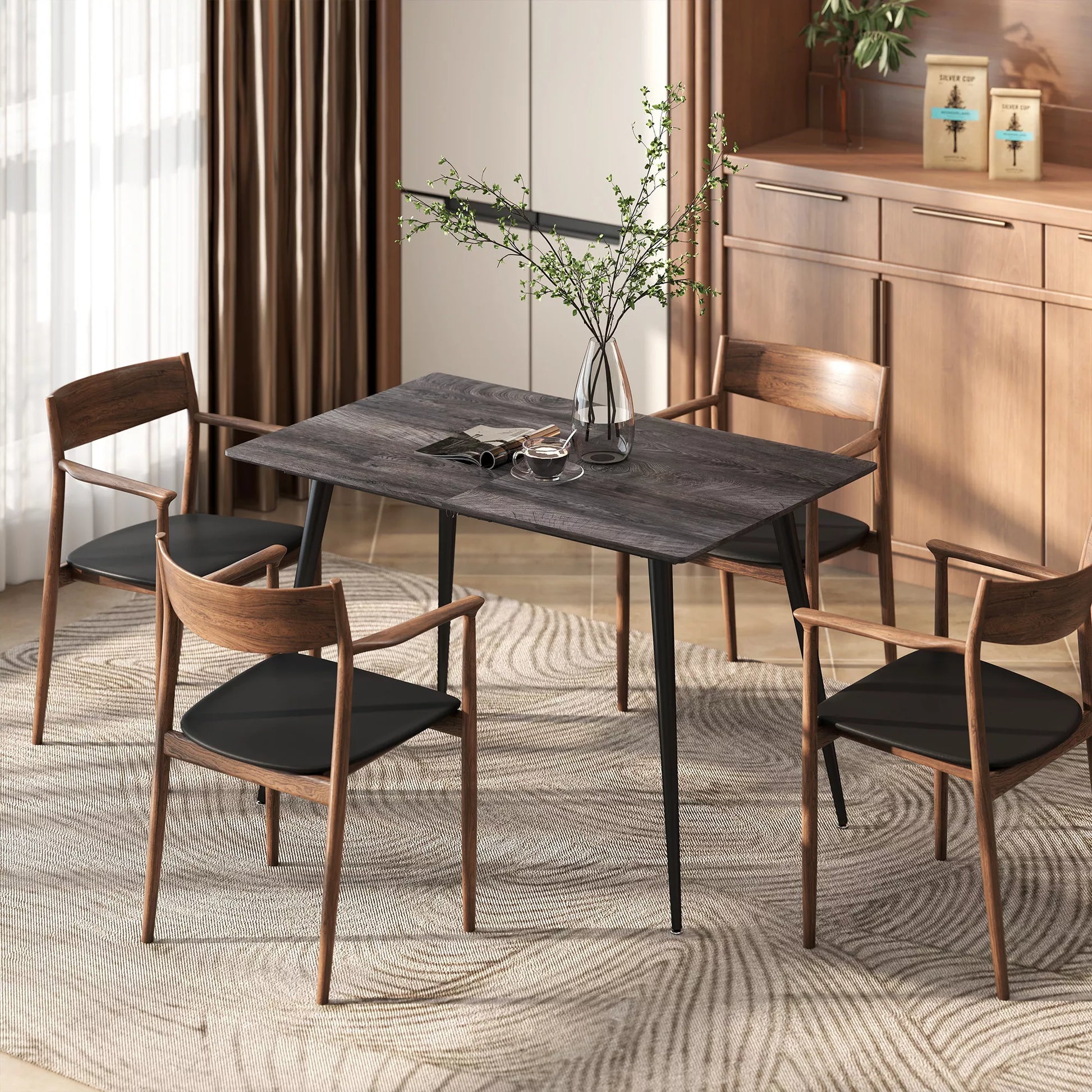 Išlankstomas valgomojo stalas, prailginamas stalas 6-8 žmonėms, virtuvės stalas su tvirtomis plieninėmis kojomis