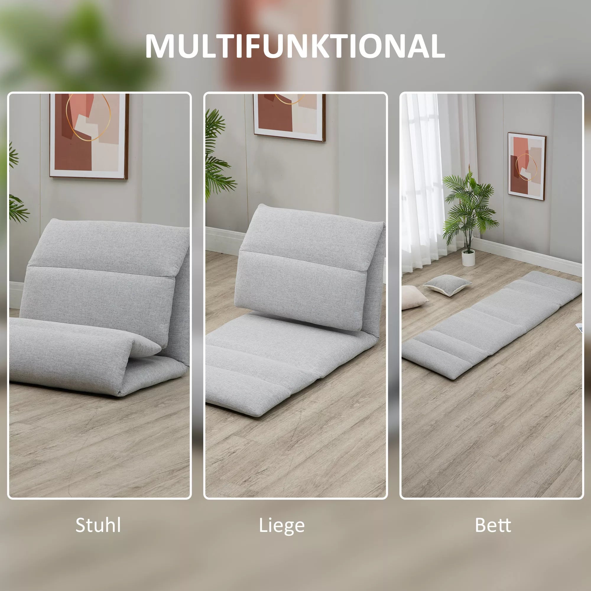 Daugiafunkcio naudojimo infografika: kėdė, gultas, lova