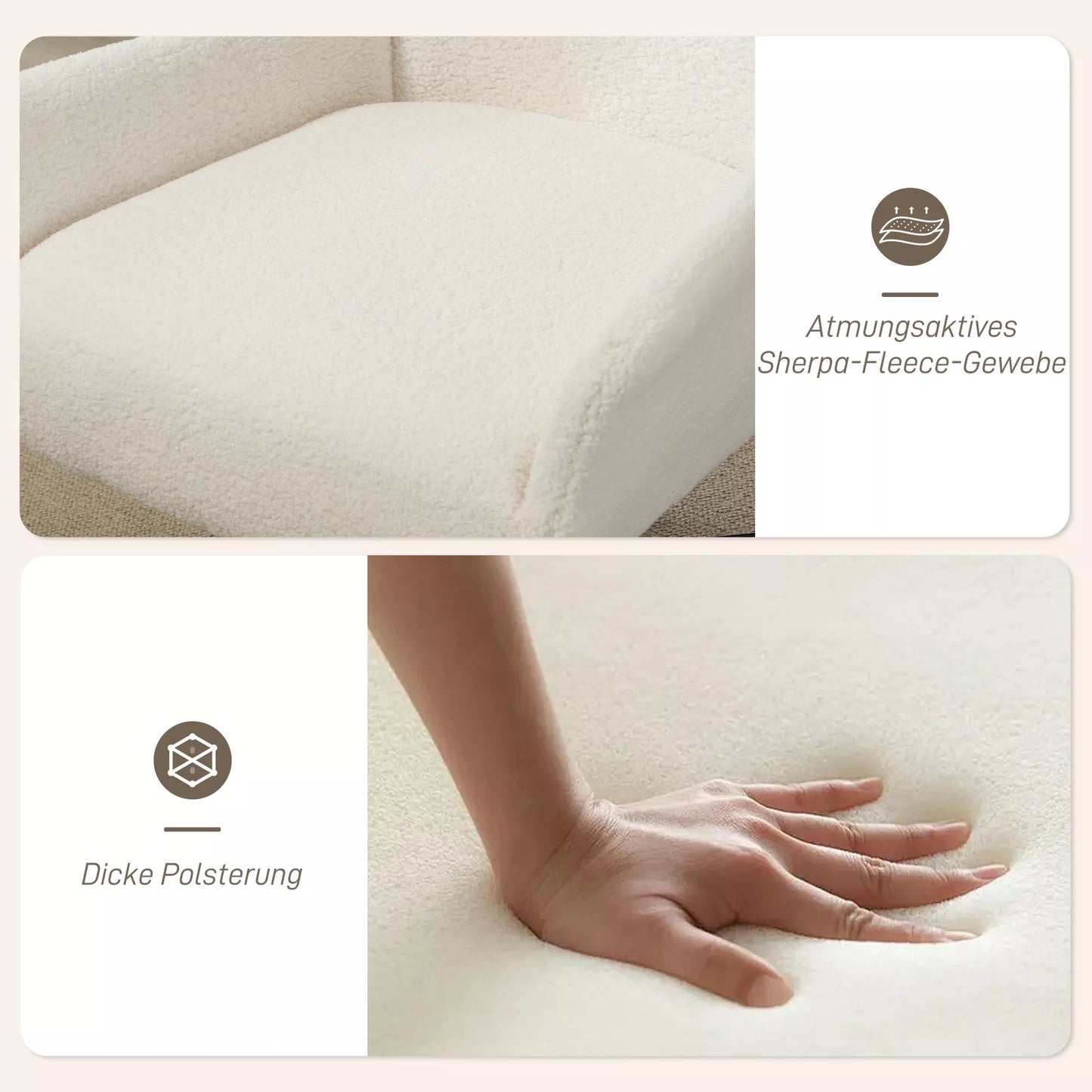 Akcentinis fotelis, minkštas krėslas su fleeciniu apmušalu, besisukantis pagrindas, metalinis rėmas, kremas baltas