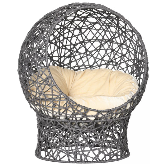 Katės krepšys, katės guolis su pagalvėle, 2 dalių, 50 cm x 50 cm x 60 cm, kreminės baltos + antracito