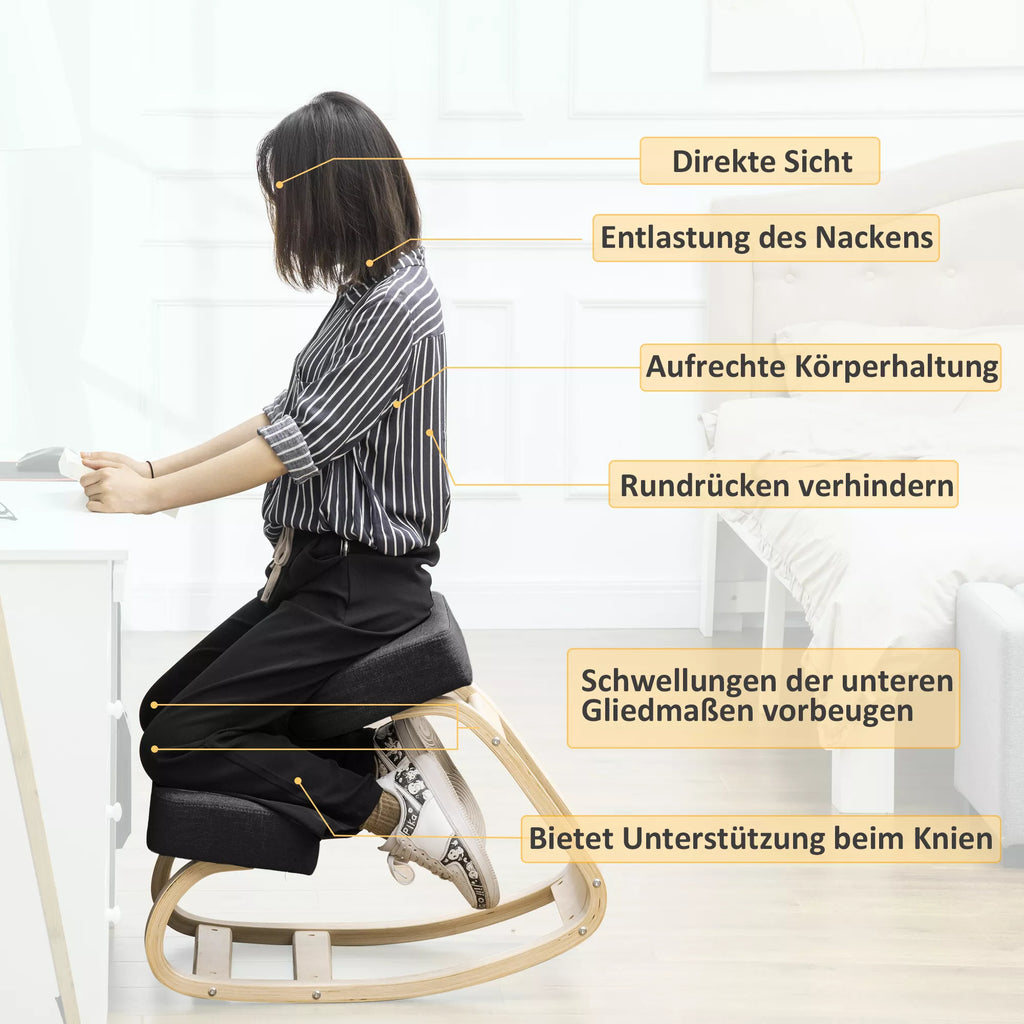 Ergonominė kelių kėdė, reguliuojamas aukštis, iki 120 kg, juoda