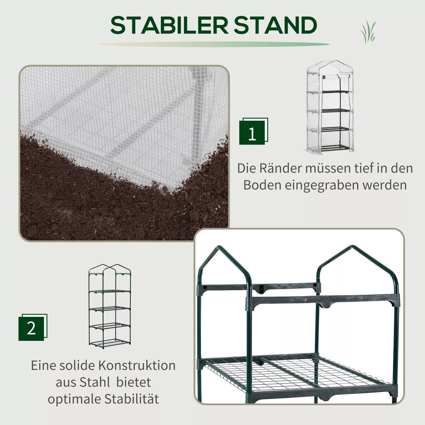 Folijos šiltnamis, mini šiltnamis, augalų namelis, daigykla, 4 lentynos, 70 x 50 x 160 cm, balta