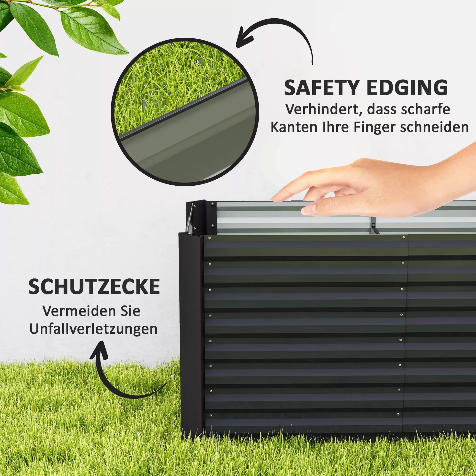 Aukštos lysvės, 2 vnt. rinkinys, gėlių dėžė, ypač gili, metalinė, 120 x 60 x 60 cm, tamsiai pilka